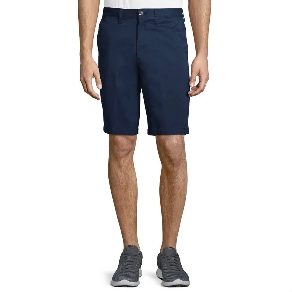 George Men’s Navy Flat Front Above The Knee 10” Inseam Chino Shorts Size 40